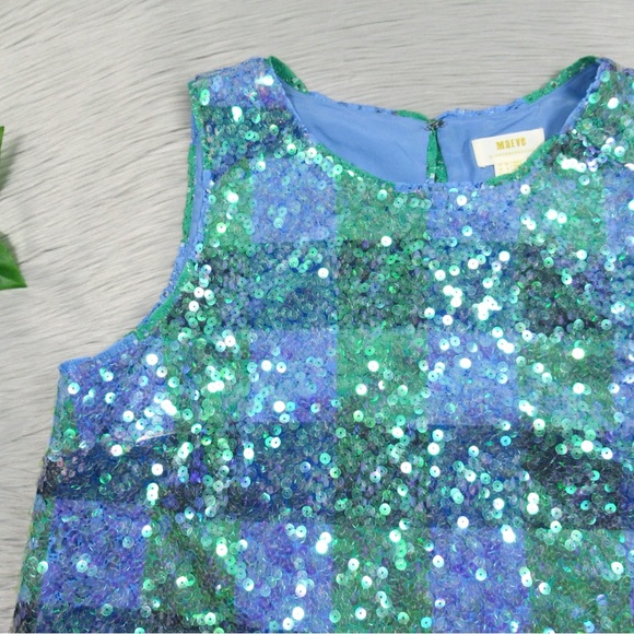MAEVE by ANTHROPOLOGIE Amatheia Blue Sleeveless Sequin Top Women's Size 8 - Picture 5 of 14
